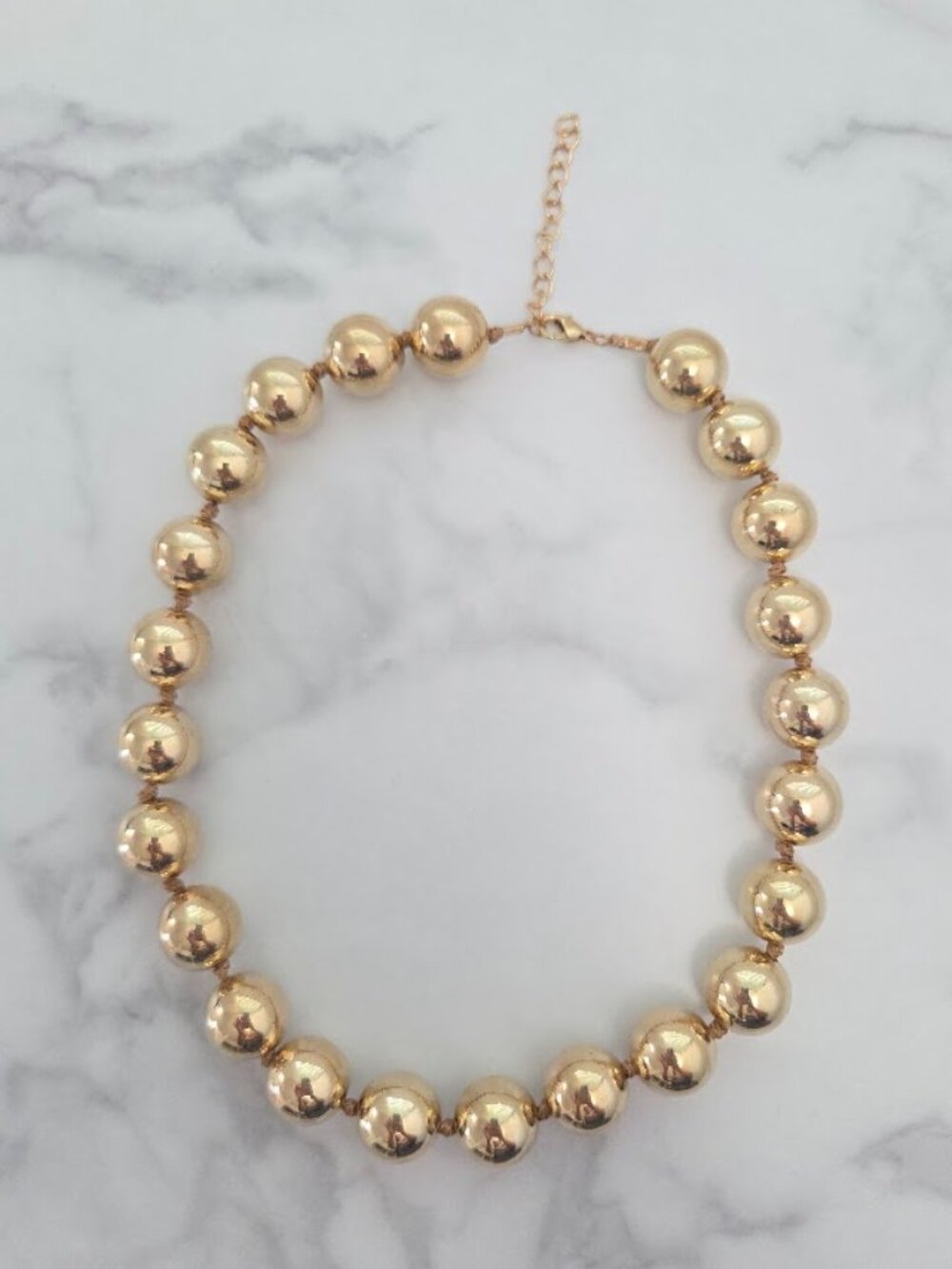 Chunky Gold Bead Statement Necklace Bold Sphere Collar Chic Jewelry - Picture 3 of 11